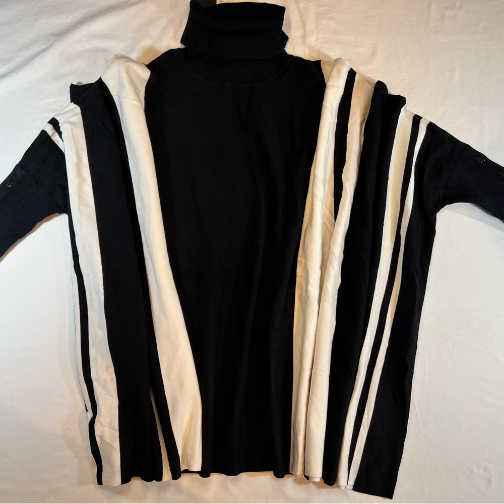 Alfani NWT Black and White Turtleneck Poncho-Like Sweater